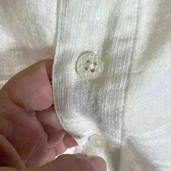 Marc Edwards XL 100% Silk white/cream slight windowpane pattern short sleeve but - Picture 4 of 12